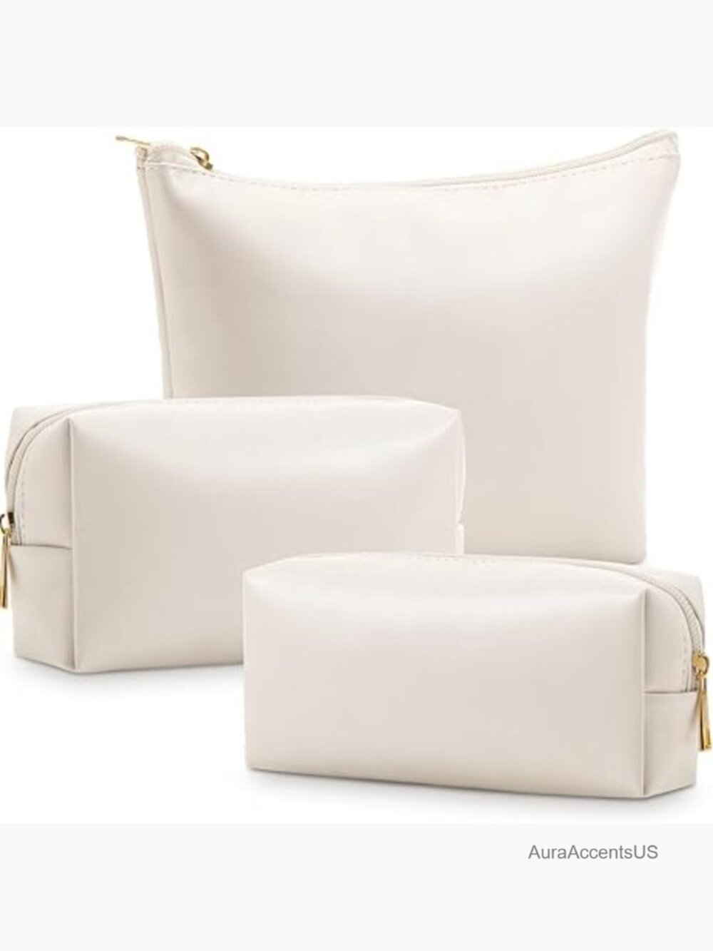 3 Piece PU Leather Makeup Bag Set Cosmetic Toiletry Pouch Travel Organizer